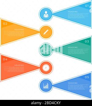 Infographic triangle heading work step business planning color bright. vector illustration. Stock Vector
