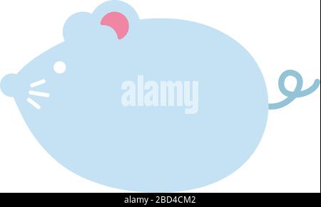 Simple flat character illustration of mouse (rat) Stock Vector