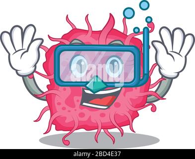 pathogenic bacteria mascot design concept wearing diving glasses Stock Vector