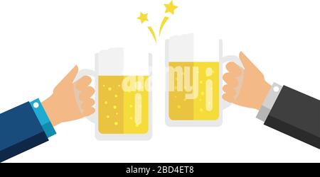 Cheers / toasting with beer / flat vector illustration Stock Vector