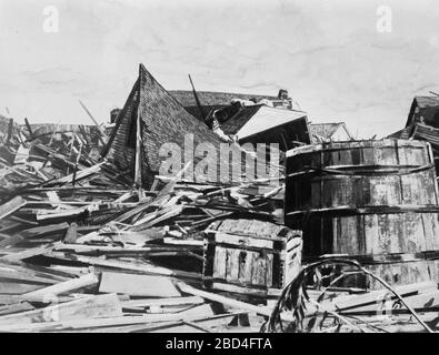 Aftermath of the 1900 Galveston hurricane (18th and N Streets) ca. 1900 Stock Photo