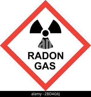Red radiation hazard sign due to Radon Gas Stock Photo
