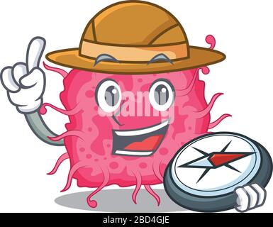 mascot design concept of pathogenic bacteria explorer with a compass Stock Vector