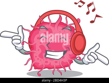 pathogenic bacteria Cartoon design concept listening music Stock Vector