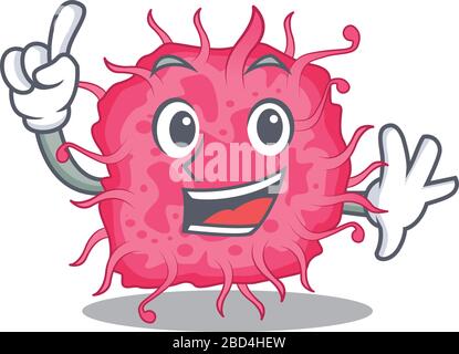 pathogenic bacteria mascot character design with one finger gesture Stock Vector