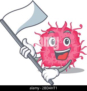 A nationalistic pathogenic bacteria mascot character design with flag Stock Vector