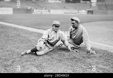 Miller Huggins, St. Louis NL and Art Devlin, New York NL ca. 1910 Stock Photo