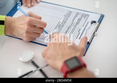 Top view of doctors notes on the table Stock Photo