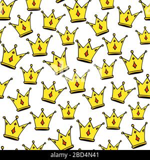 Abstract Doodle Seamless Vector Patter with Tiny Hand Drawn Crowns