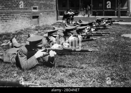 Soldiers on the Skirmish Line -- Fort Slocum ca. 1910-1915 Stock Photo