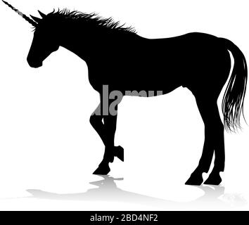 Unicorn Silhouette Horned Horse Stock Vector