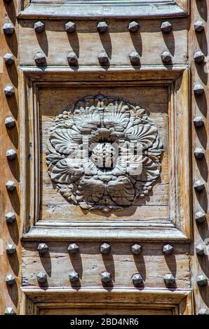 beautiful handcrafted details of historic building important for history, art and architecture Stock Photo