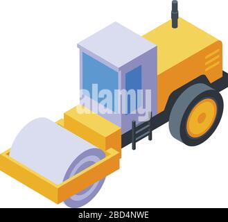 Asphalt paver machine icon, isometric style Stock Vector