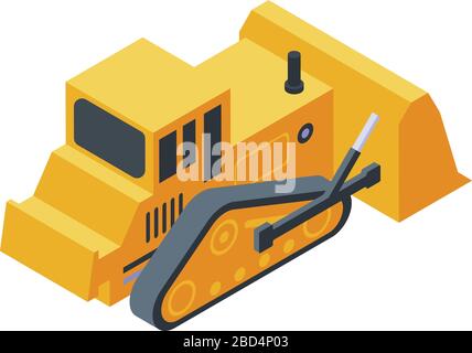 Bulldozer machine icon, isometric style Stock Vector