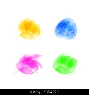 Set with brush strokes, brush paint look background with colorful hand painted stains Stock Vector