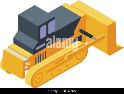 Construction bulldozer icon, isometric style Stock Vector