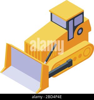 Bulldozer cawler machine icon, isometric style Stock Vector