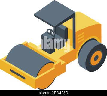 Steamroller machine icon, isometric style Stock Vector