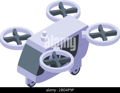 Unmanned taxi drone icon, isometric style Stock Vector