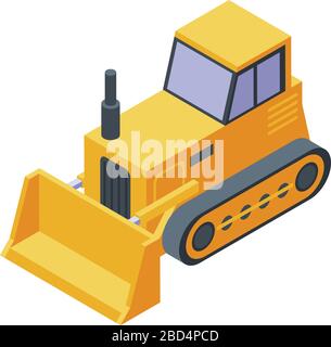 Cawler tractor bulldozer icon, isometric style Stock Vector