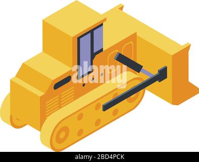 Bulldozer tractor icon, isometric style Stock Vector