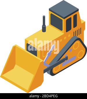 Cawler bulldozer icon, isometric style Stock Vector