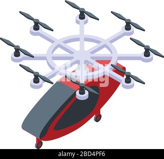 Flying taxi icon, isometric style Stock Vector