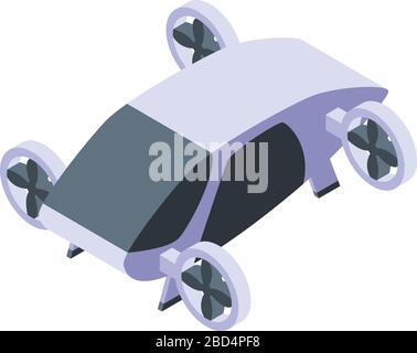 Self driving flying taxi icon, isometric style Stock Vector