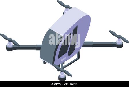 Flying taxi drone icon, isometric style Stock Vector