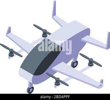 Flying unmanned taxi icon, isometric style Stock Vector