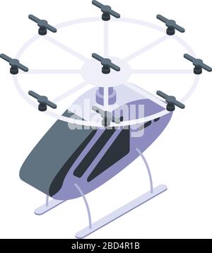 Futuristic helicopter taxi icon, isometric style Stock Vector