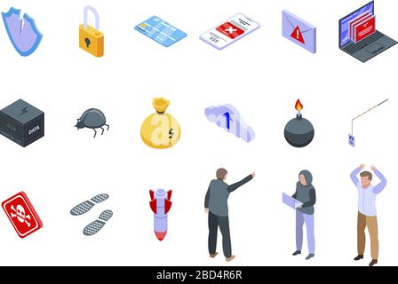 Fraud icons set, isometric style Stock Vector