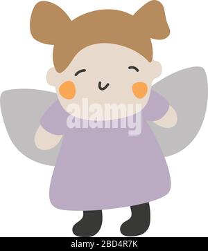 Cute Kids Character. Vector illustration kid wearing angel or butterfly costumes. Stock Vector