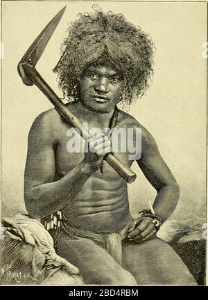 FRENCH MELANESIA - New Caledonian Man ca. 1890 Stock Photo