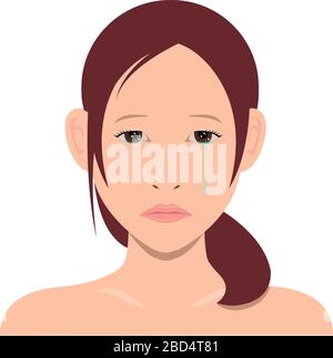 Young asian woman face vector illustration / sad face, crying Stock Vector