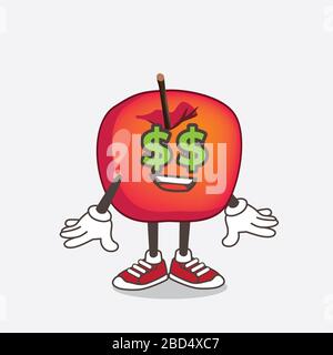 An illustration of Crab Apple cartoon mascot character with money symbol on eyes Stock Photo