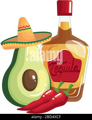 Isolated mexican hat avocado and chillis vector design Stock Vector ...
