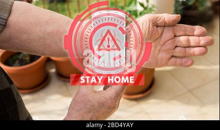 Mobile application for monitoring quarantined patients in home isolation Stock Photo