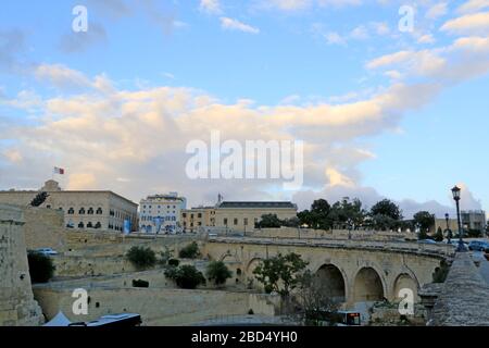 View of the Castile Place and the Auberge de Castille at Valletta, Malta Stock Photo