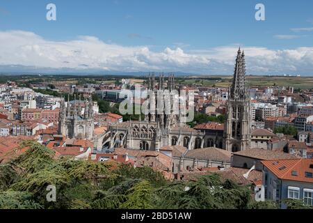 Viewpoint of Cathedral of Saint Mary of Burgos, UNESCO World Heritage Site, Burgos, Castile and León, Spain, Europe Stock Photo