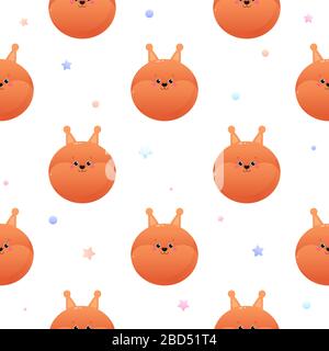 Cute Kawaii Squirrel. Animal seamless pattern. Vector illustration Stock Vector