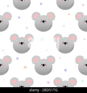 Cute Kawaii Koala, Koala Bear. Animal seamless pattern. Vector illustration Stock Vector