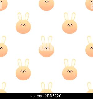 Cute Kawaii Hare Rabbit. Animal seamless pattern. Vector illustration Stock Vector