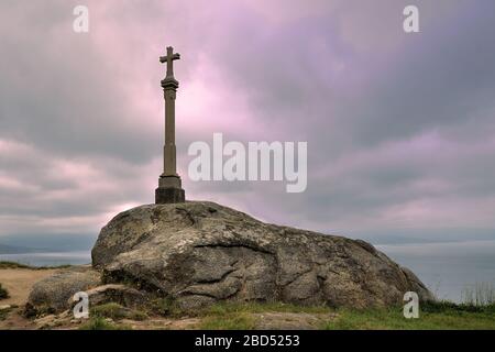 Stone cross in Galicia, Spain Stock Photo