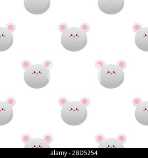 Cute Kawaii Mouse, Rat. Animal seamless pattern. Vector illustration Stock Vector
