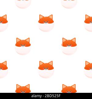 Cute Kawaii Shiba, Fox. Animal seamless pattern. Vector illustration Stock Vector