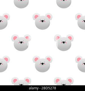 Cute Kawaii Koala, Koala Bear. Animal seamless pattern. Vector illustration Stock Vector