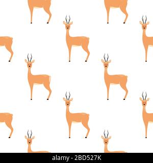 Seamless pattern with deer, doe, roe deer. Vector illustrations in the Scandinavian style. Stock Vector