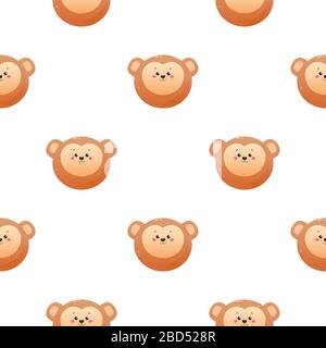 Cute Kawaii Monkey. Animal seamless pattern. Vector illustration Stock Vector