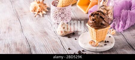 Delicious chocolate ice cream for dessert Stock Photo